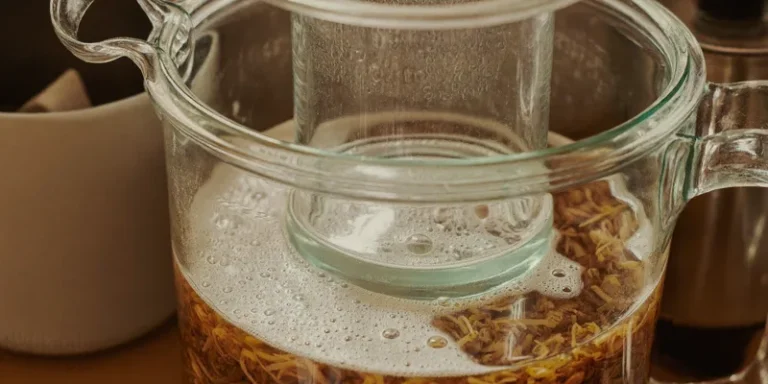 Glass weight pressing cabbage under brine in a jar